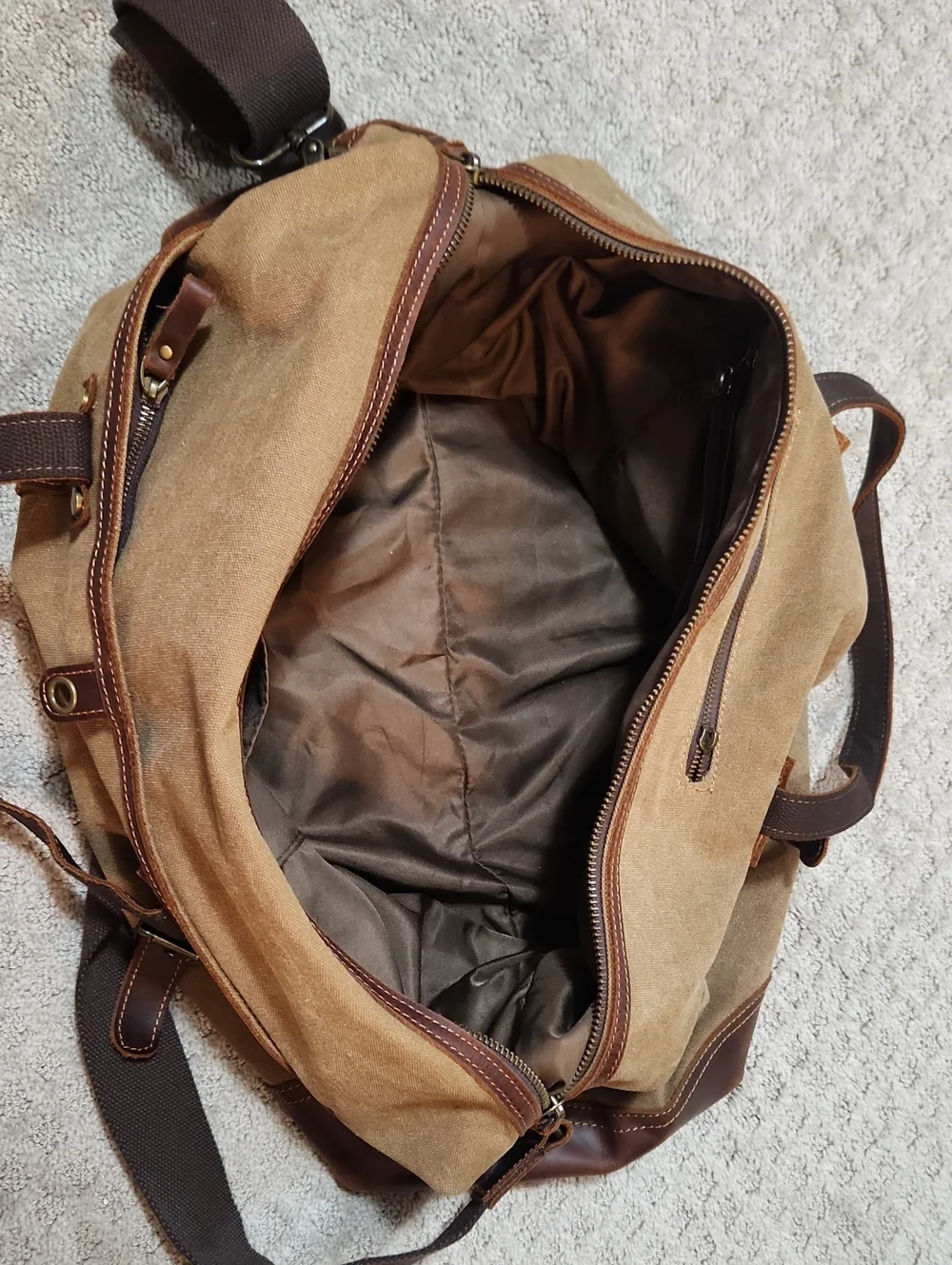 Emissary Duffle Bag Brown Leather & Waxed Canvas Large Travel Weekender For Men